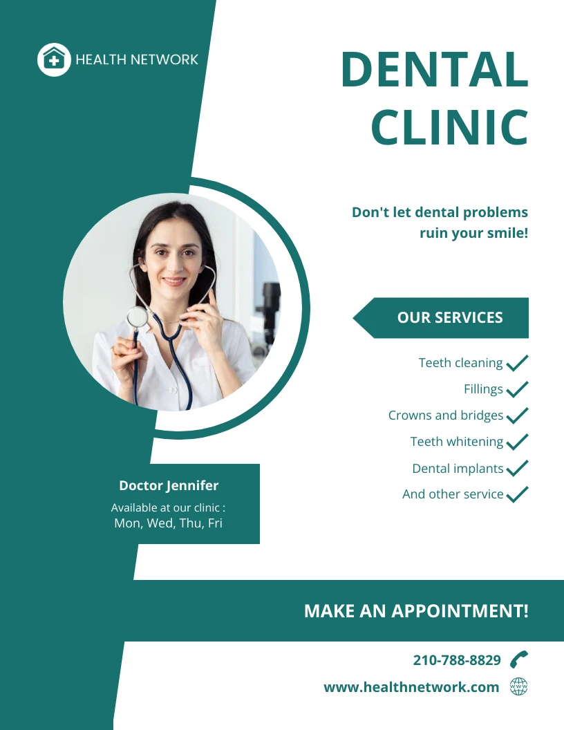 Green Minimalist Dentist Practice Schedule Template Venngage