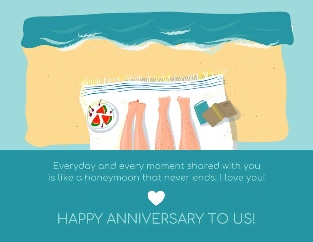 Honeymoon Wedding Anniversary Card Venngage