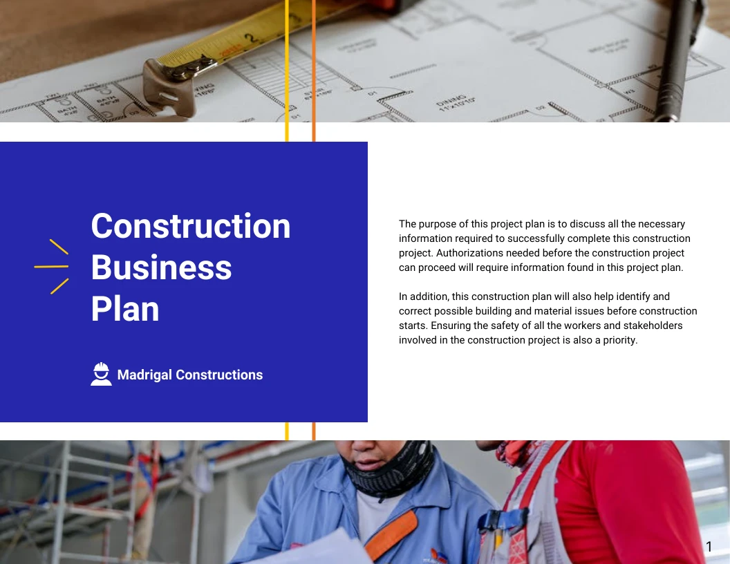 Construction Business Plan Template - Venngage