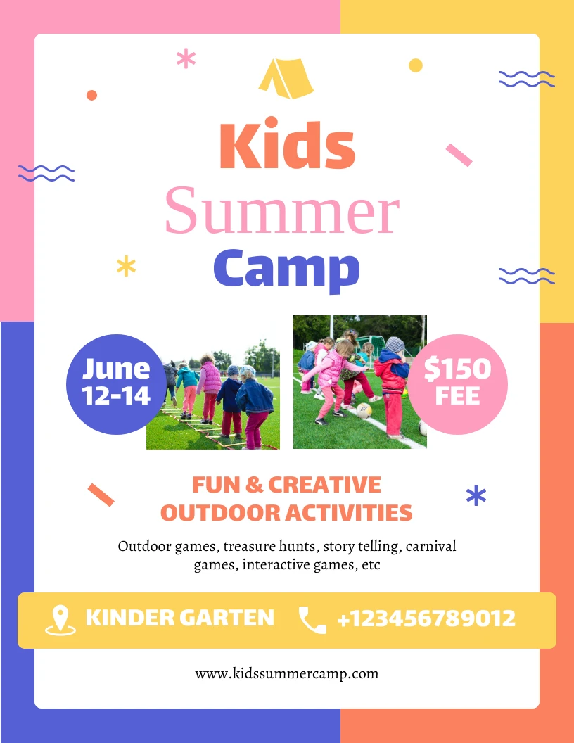 Kids Summer Camp Flyer Template - Venngage