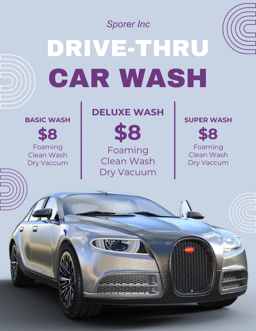 Drive Thru Car Wash Flyer Template - Venngage