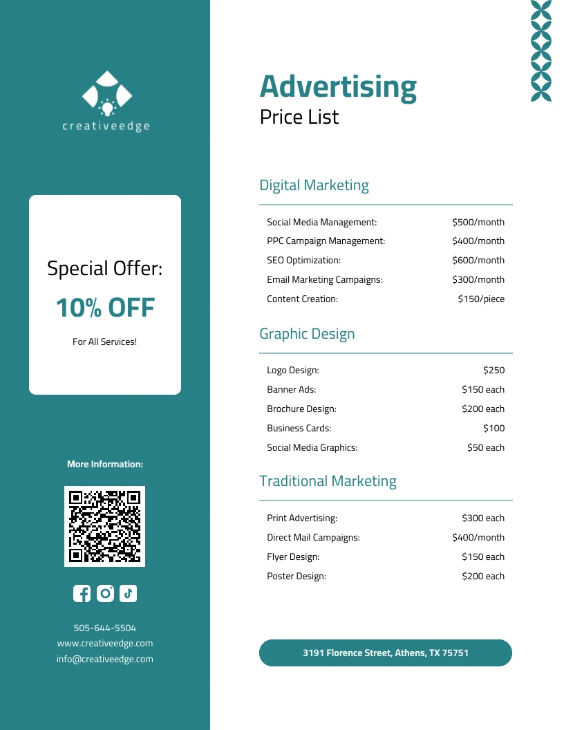 Advertising Price List Template Venngage Advertising Price List Template Venngage