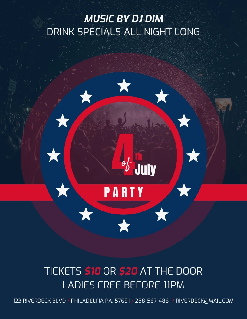 4th of July Independence Day Music Party Flyer Template - Venngage