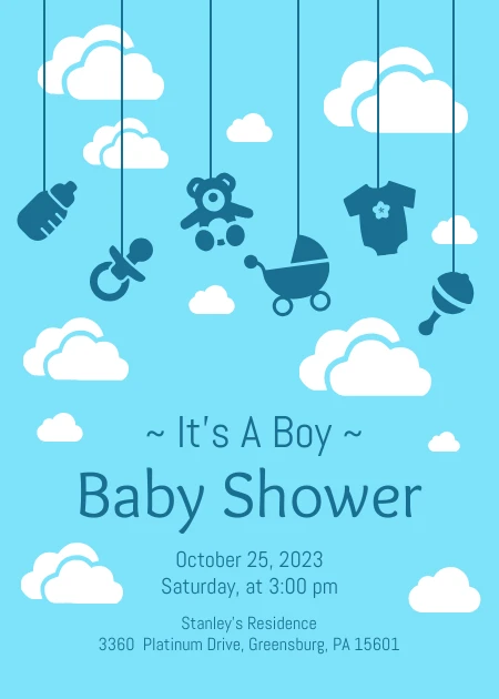 Iconic Blue Baby Shower Invitation - Venngage