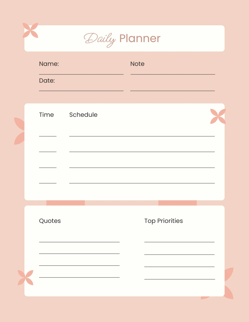 Cute Pink Daily Planner Template - Venngage