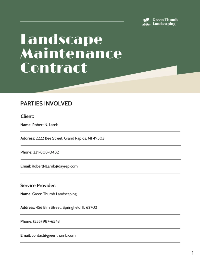 Landscape Maintenance Contract Template - Venngage