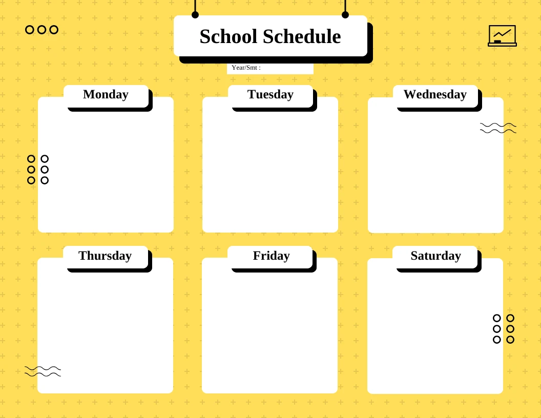 Yellow Modern Geometric School Schedule Template - Venngage