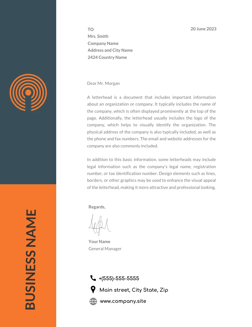 Formal letterhead 2024