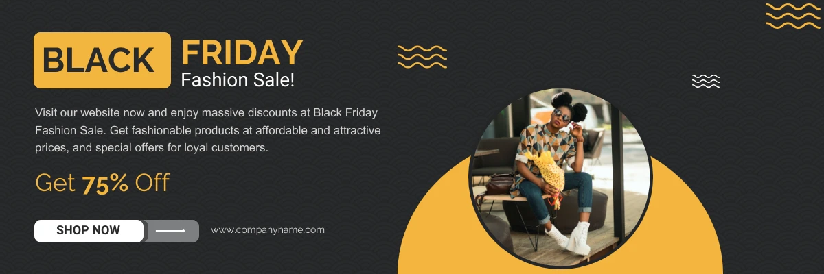 Minimalist Dark Yellow Black Friday Banner - Venngage