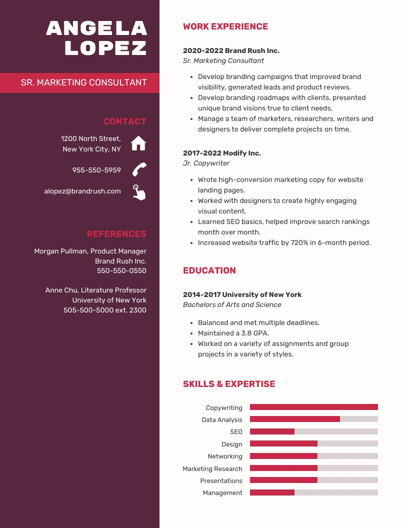 Marketing Consultant Simple Resume - Venngage