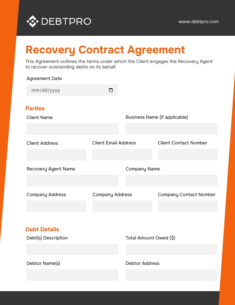 Recovery Contract Template - Venngage