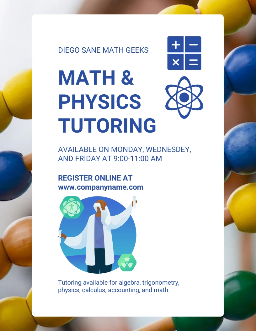 Math and Physics Tutoring Flyer Template - Venngage math-and-physics-tutoring-flyer-template-venngage