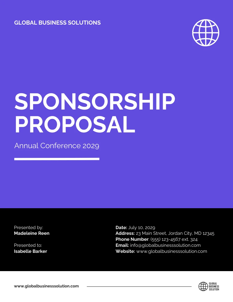 Dark Blue Color Sponsorship Proposal Template - Venngage