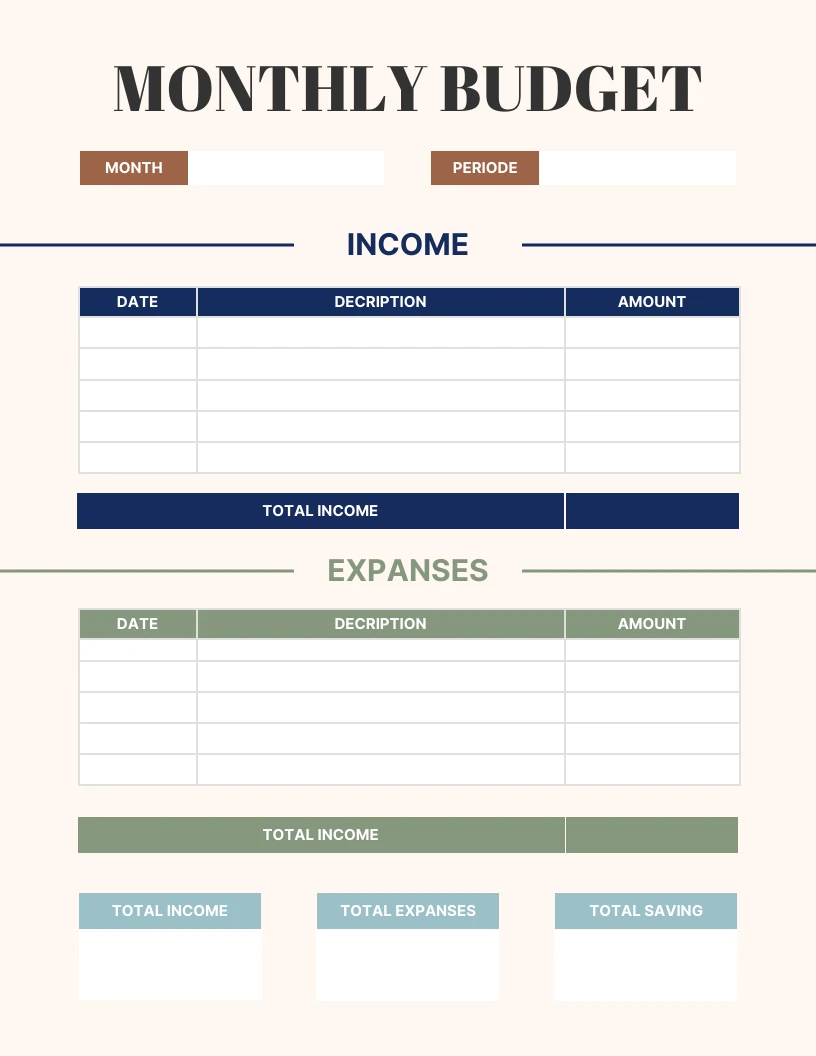 Peach Monthly Budget Planner - Venngage