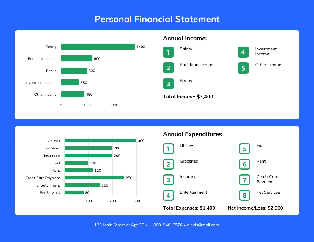 Personal 2 Year Financial Statement Example Template Venngage