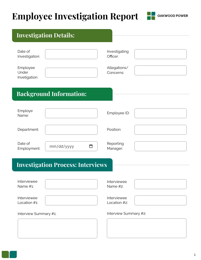 employee investigation report template - venngage