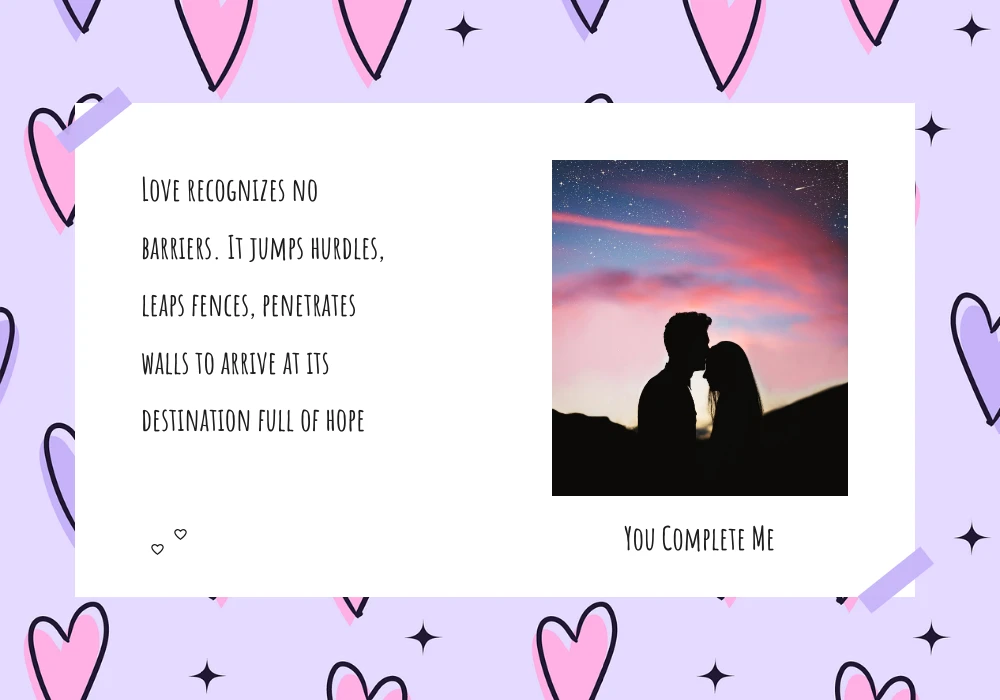Purple Light And Pink Your Complete Me Love Card - Venngage