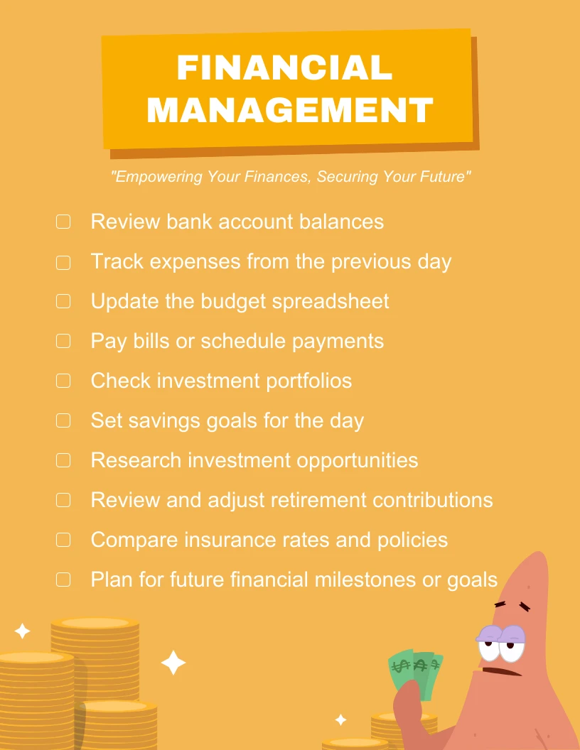 Illustration Daily Financial Management Checklist Template - Venngage