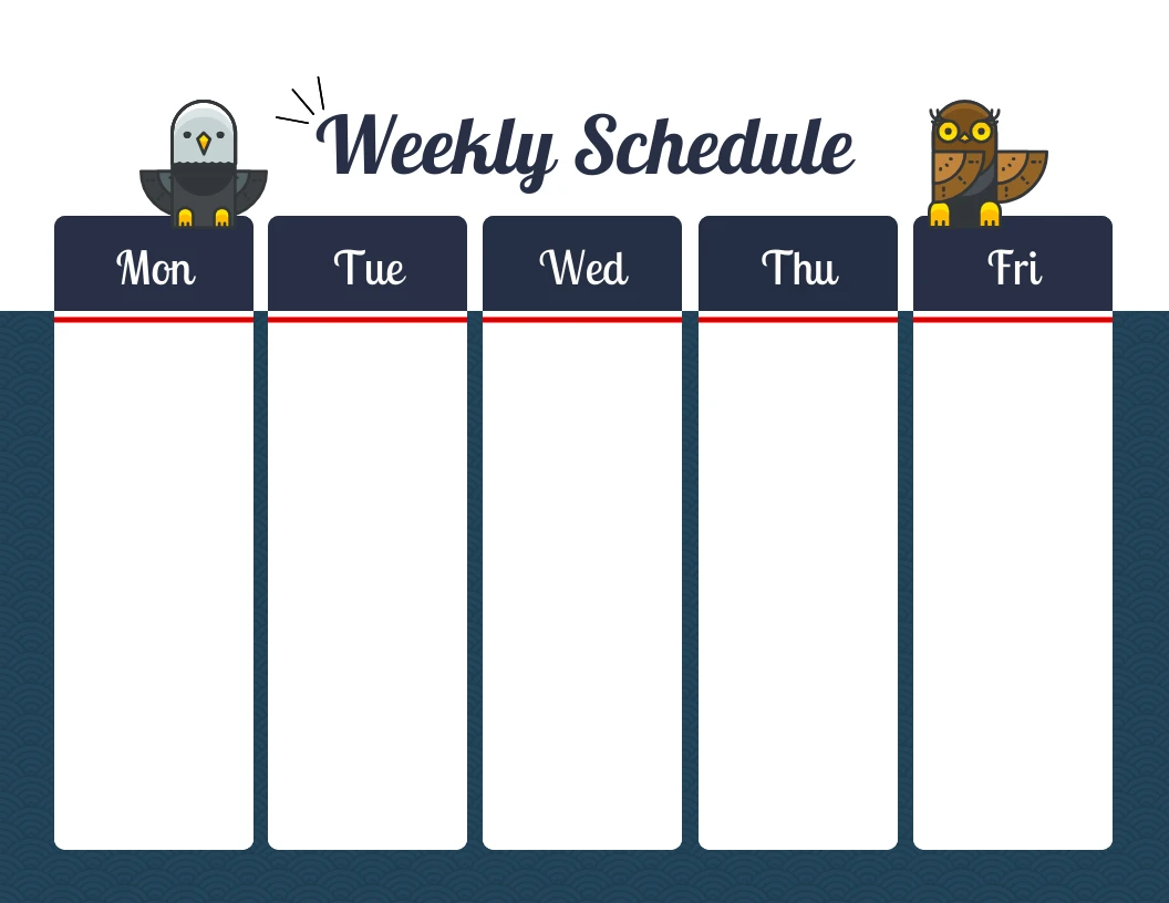 Blue And White Weekly Anime Schedule Template - Venngage