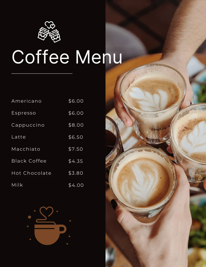 Black Simple Coffee Shop Menu Venngage