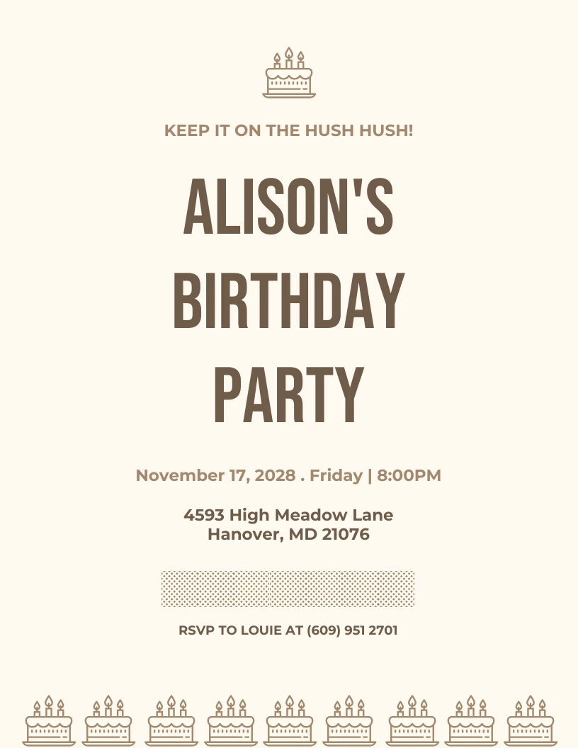 Beige And Brown Simple Surprise Party Invitation Venngage