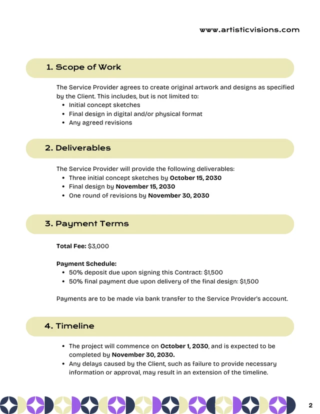 Artist Contract Template - صفحة 2