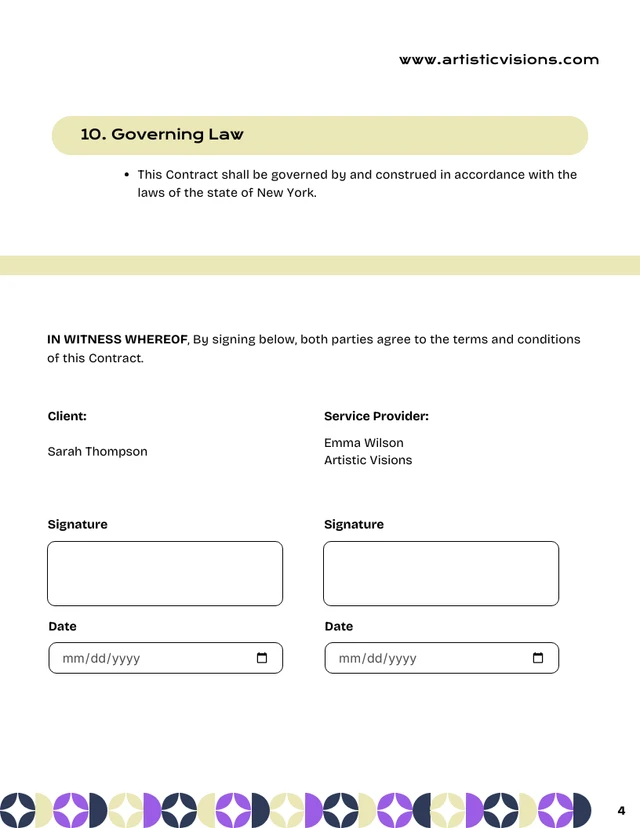 Artist Contract Template - صفحة 4