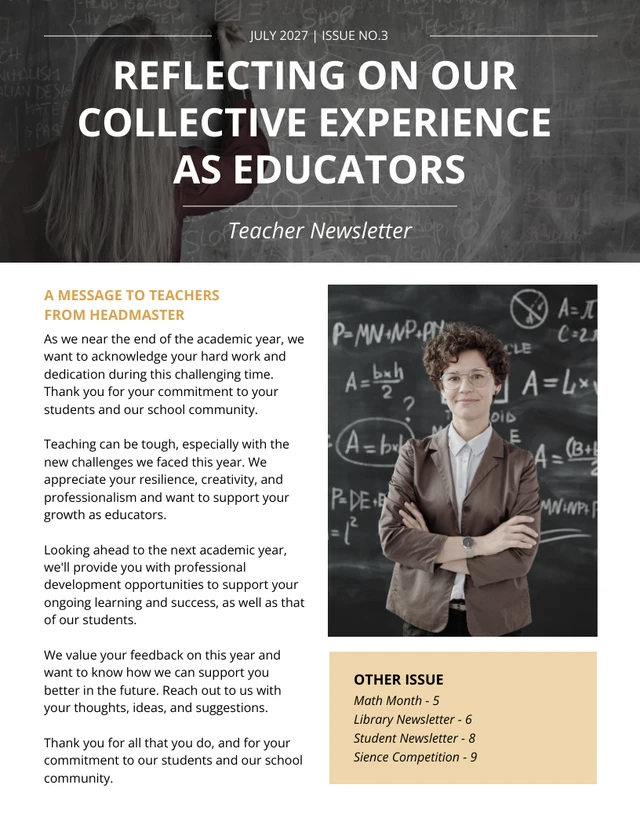 Schwarz Weiß Minimalist Teacher Experience Newsletter