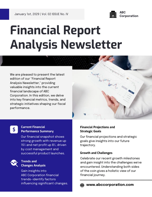 Financial Report Analysis Newsletter Template
