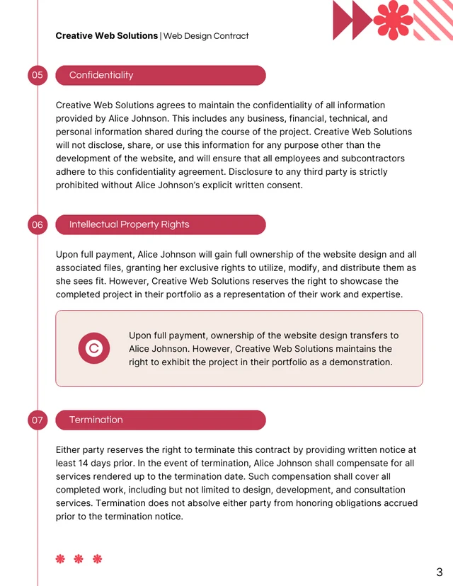 Web Design Contract Template - page 3
