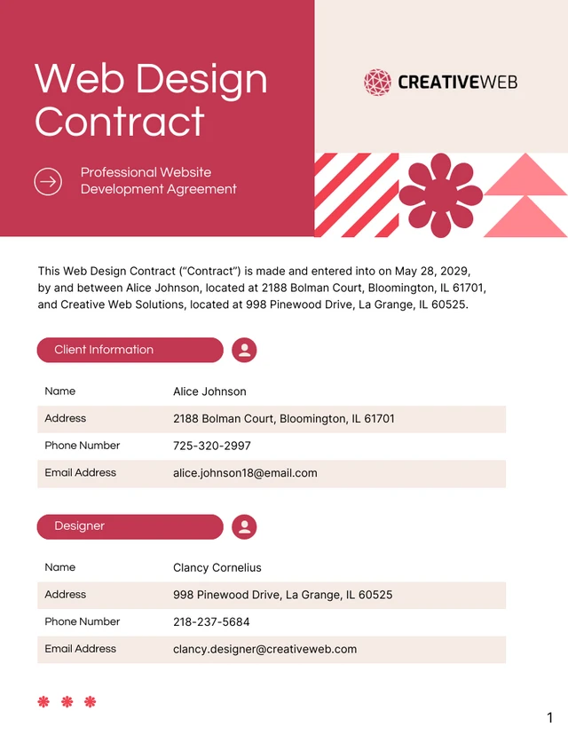 Web Design Contract Template - Pagina 1