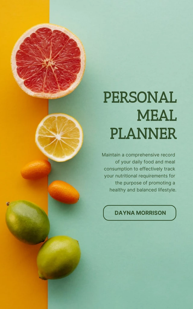 Personal Meal Planner Food Journal Book Cover Template