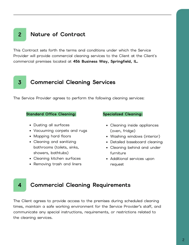 Cleaning Services Contract Template - Página 2