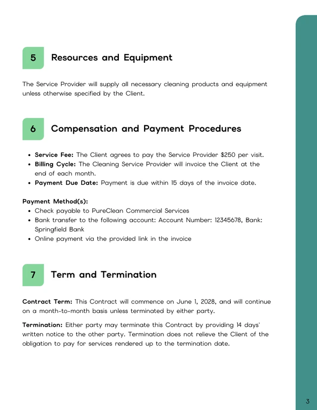 Cleaning Services Contract Template - Página 3