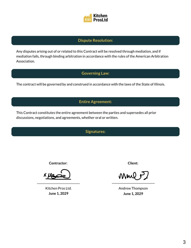 Kitchen Installation Contract Template - Seite 3