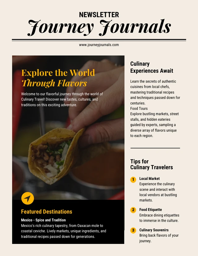 Culinary Travel Newsletter Template