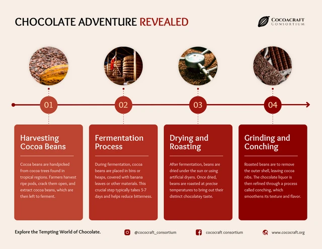 Infografik-Vorlage „Schokoladenreise“.
