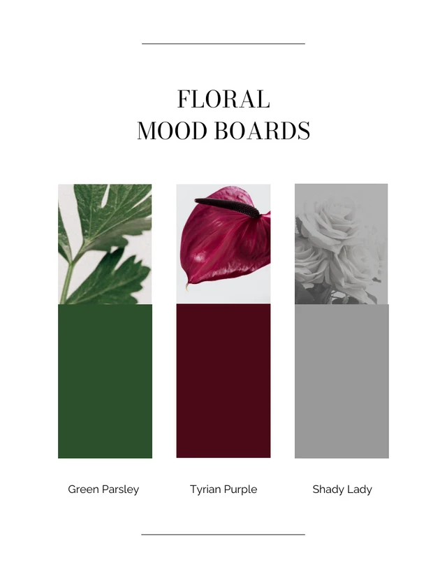 Aesthetic Green and Red Floral Mood Boards Template