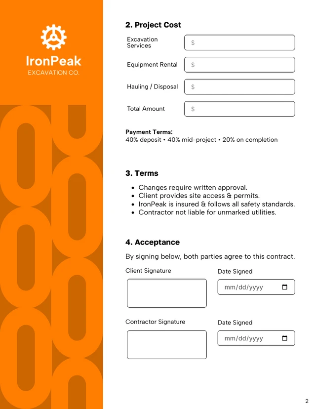 Excavation Contract Template - page 2