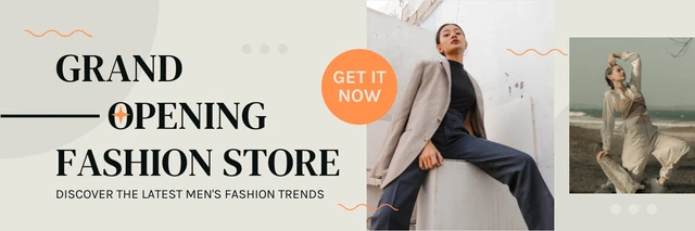 Beige Modern Playful Grand Opening Fashion Store Banner Template
