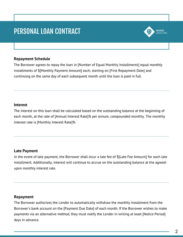 Green Turquoise Modern Loan Contracts - Page 2