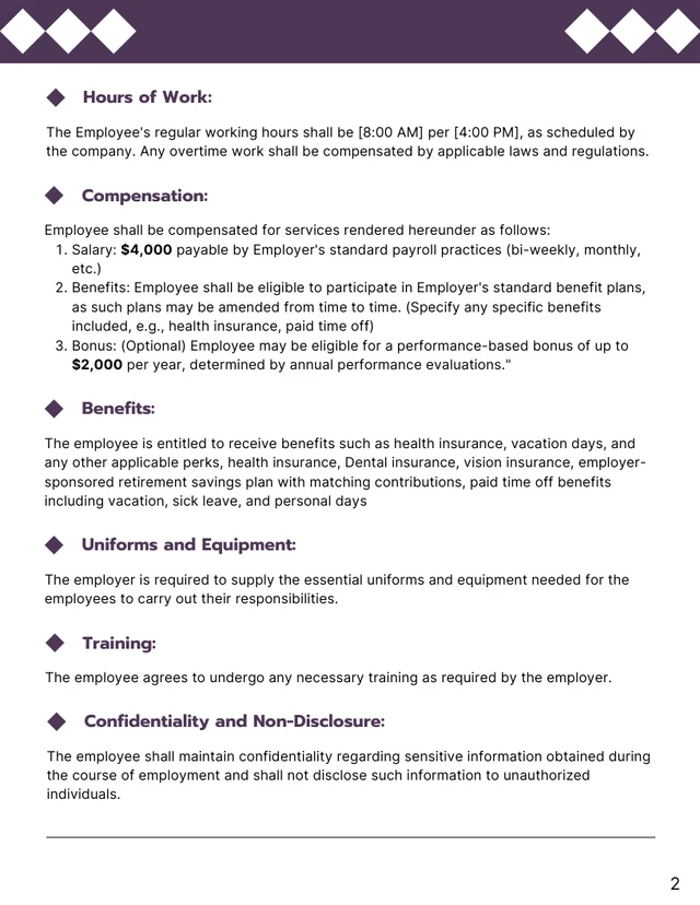 Security Guard Employment Contract Template - Seite 2