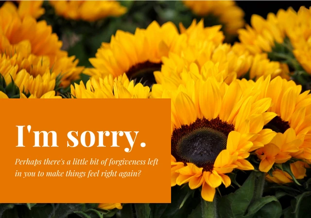Orange Minimalist Flower Apology Card Template