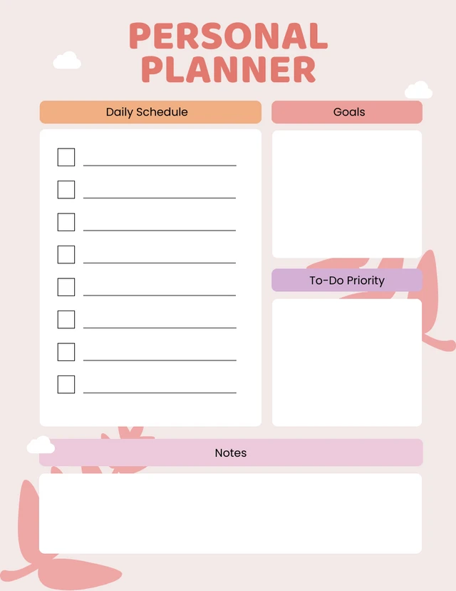 Pastel Colour Aesthetic Planner Template