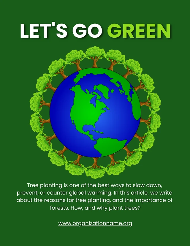 Green Simple Illustration Lets Go Green Environment Poster Venngage