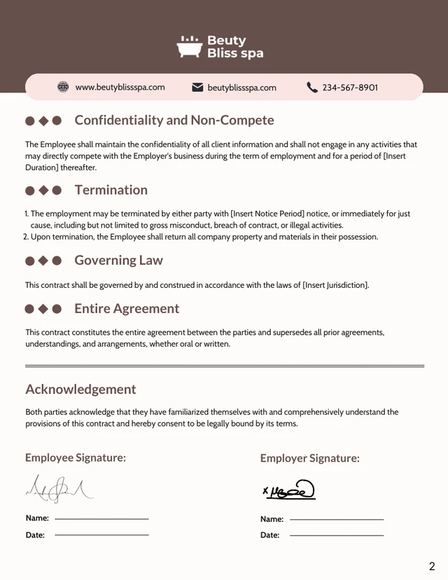 Beauty Therapist Contract Template Of Employment - Página 2