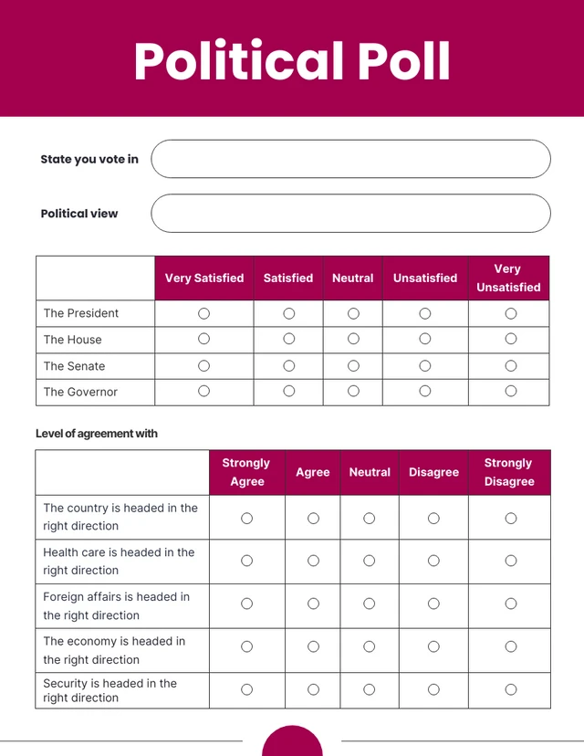 Plantilla de formulario de encuesta política minimalista, simple, limpio y marrón