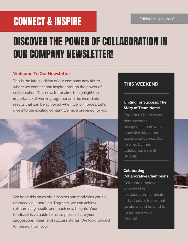 Company Newsletter Red Black Modern Colorful Template