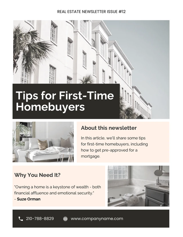 Minimalist White And Brown Real Estate Newsletter