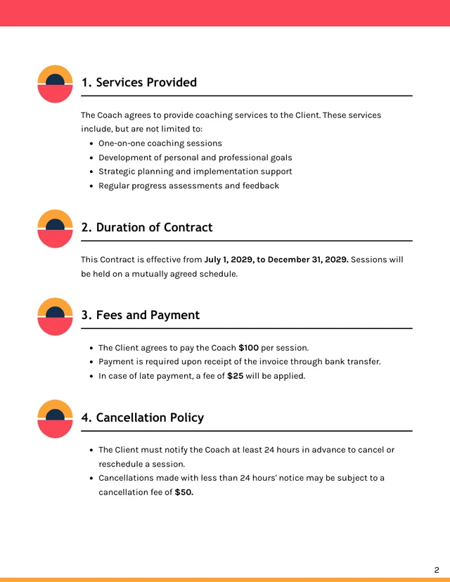 Coaching Contract Template - page 2